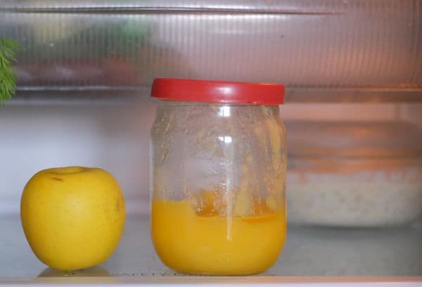 Jar of honey in the refrigerator