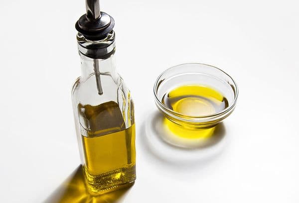 Oil in a glass bottle