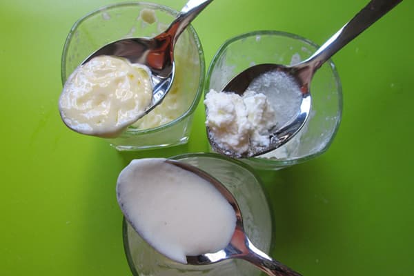 Different types of mayonnaise when heated