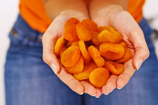 A handful of dried apricots