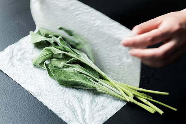 A bunch of greens in a paper towel