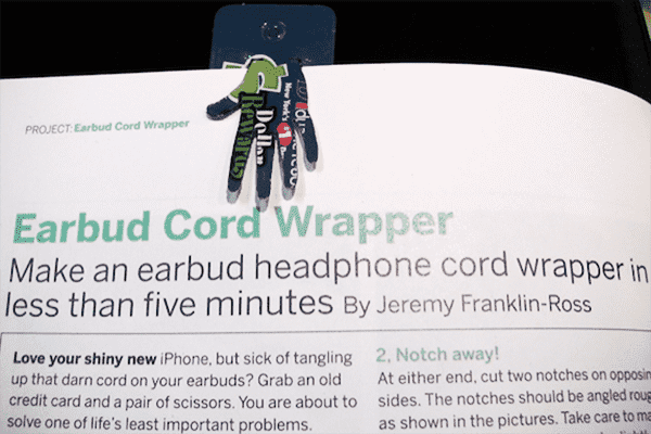 Bookmark made of plastic card.