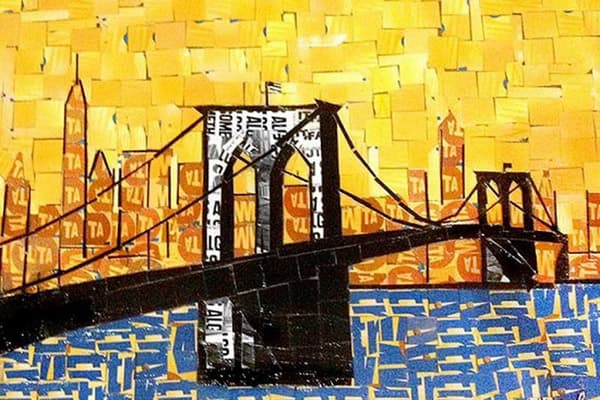 Mosaic from cut parts of plastic cards