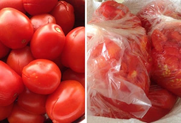 Whole tomato freezing