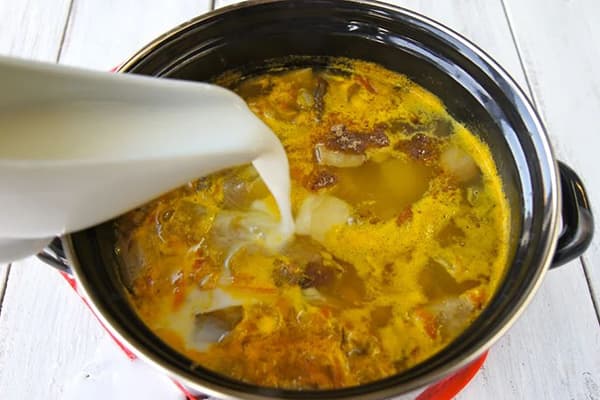 Add cream to mushroom soup