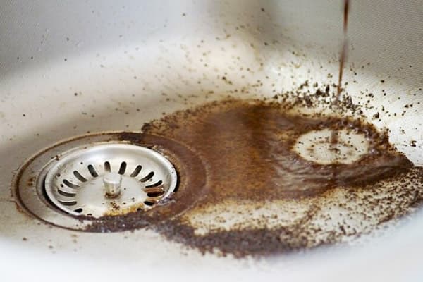 Coffee grounds in the sink