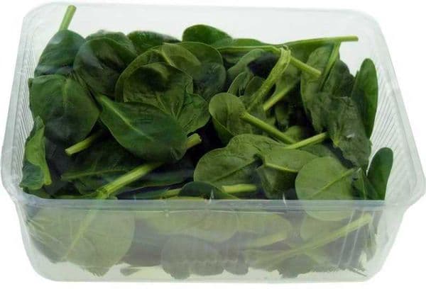 Spinach in a plastic container