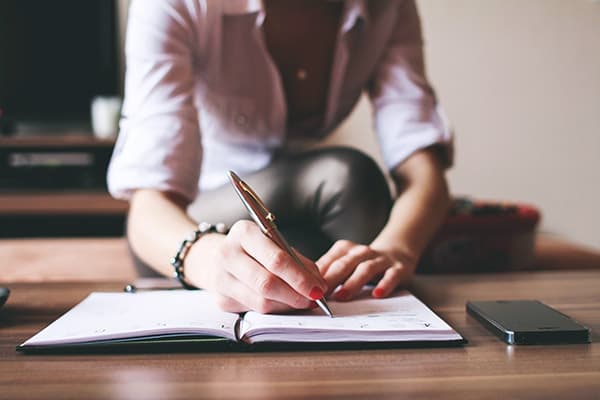 Woman keeps a diary