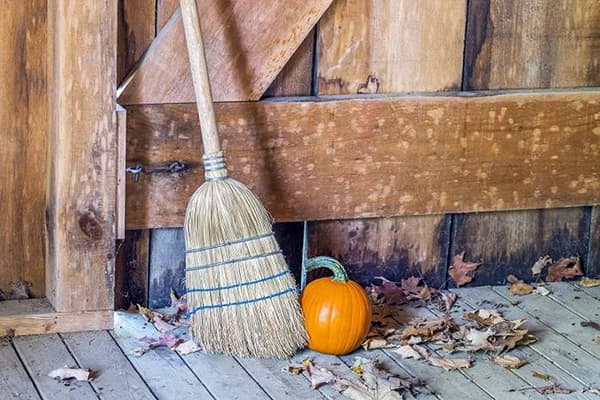 Broom and pumpkin