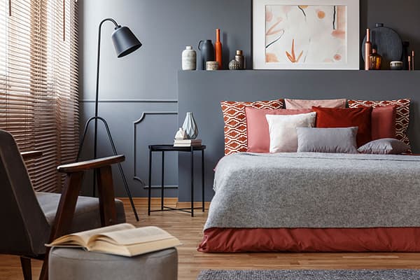 A lot of decor in the bedroom
