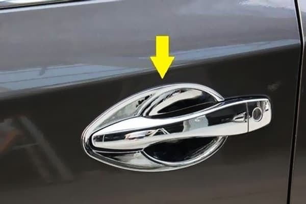 The handle on the car door
