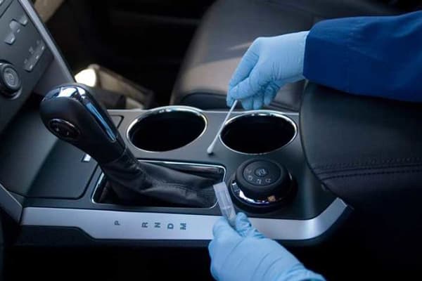 Checking the interior of the car for harmful microorganisms