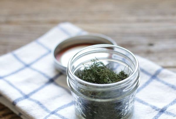Dry dill in a jar