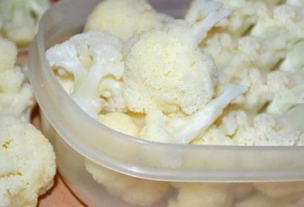 cauliflower in a plastic container