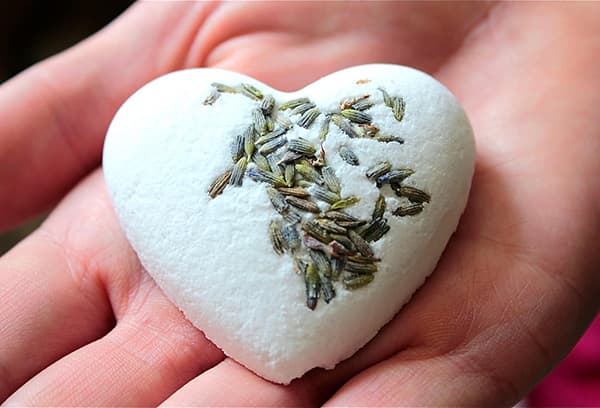 Bath bomb with lavender flowers