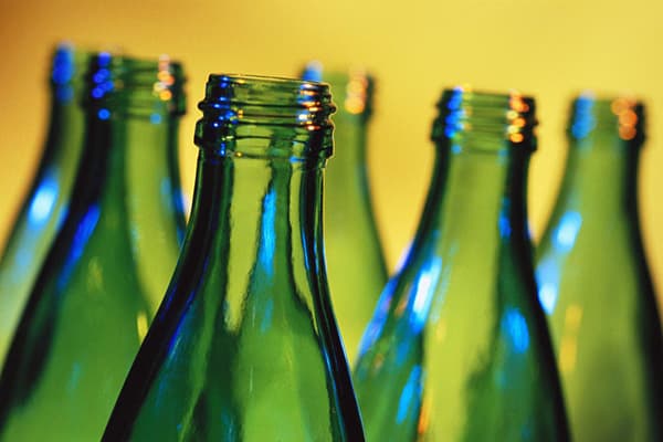 Green glass bottles