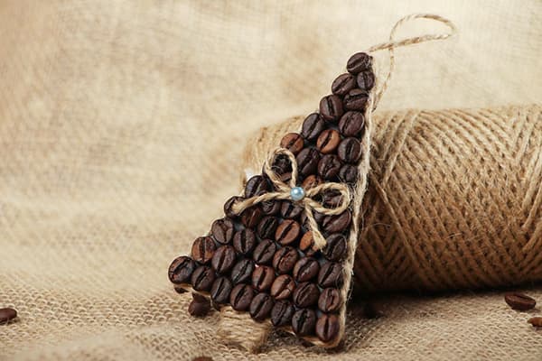 Decorative Christmas tree made from coffee beans