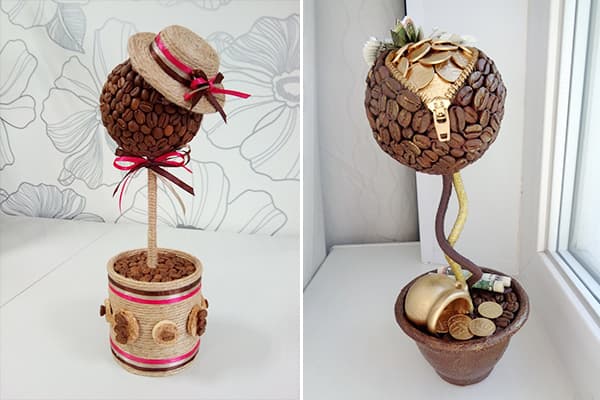 Coffee bean topiary