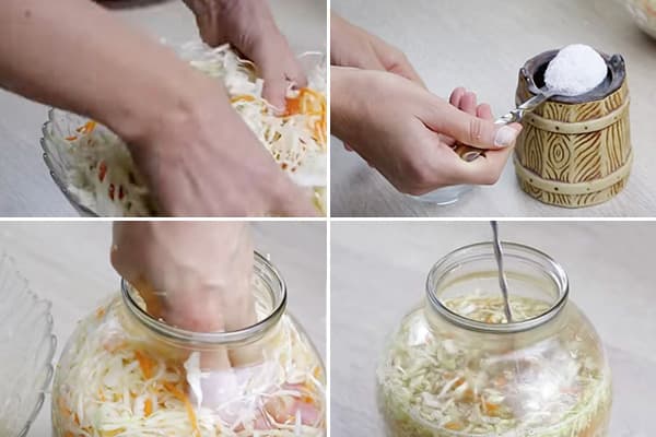 Preparing cabbage for fermentation