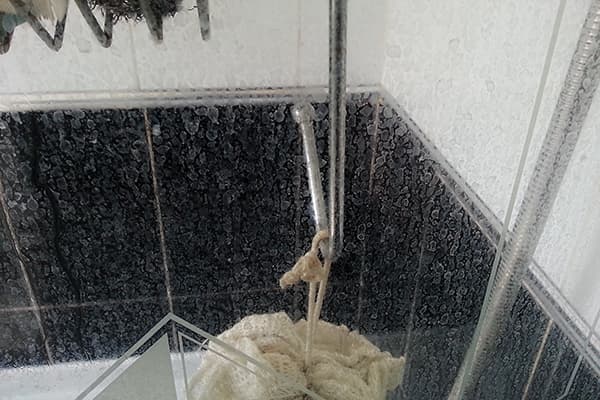 Stains from hard water on the glass in the shower