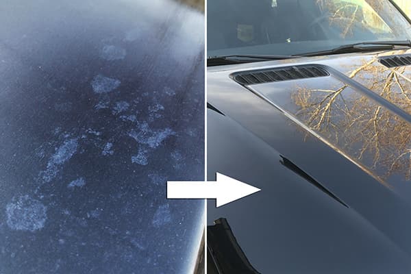 Removing stains from hard water from a car