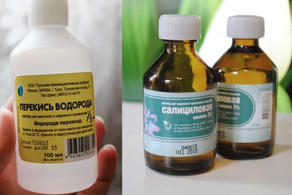 Hydrogen peroxide and salicylic alcohol